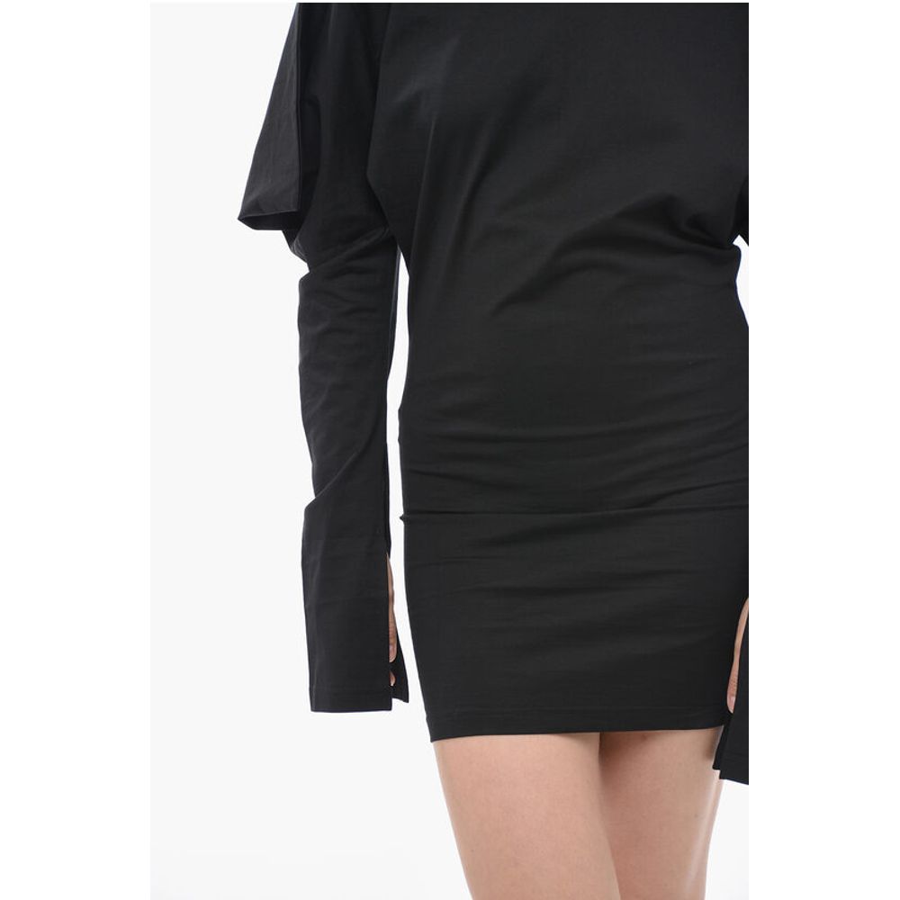 Setchu Solid Color Tee Dress with Asymmetrical Sleeve - Image 3