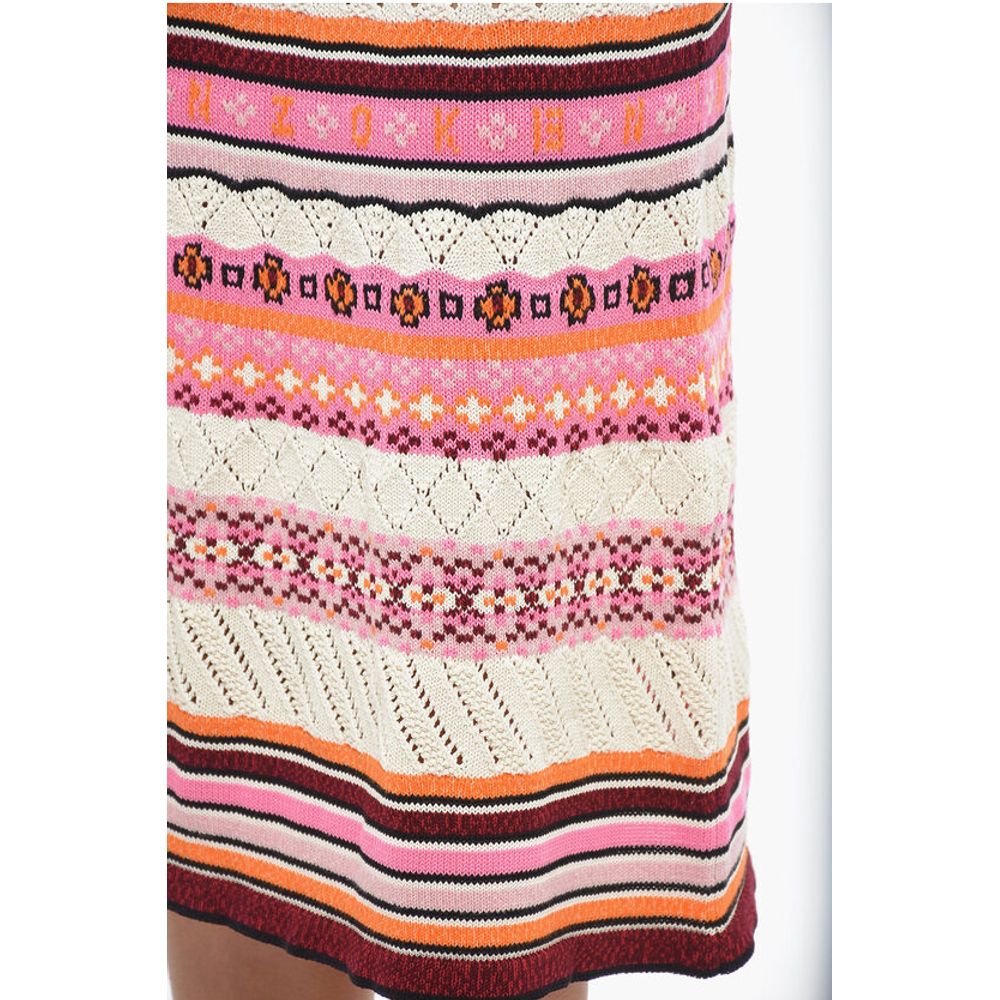 Kenzo Crochet Cotton Blend Midi Skirt with Fairisle Motif - Image 3