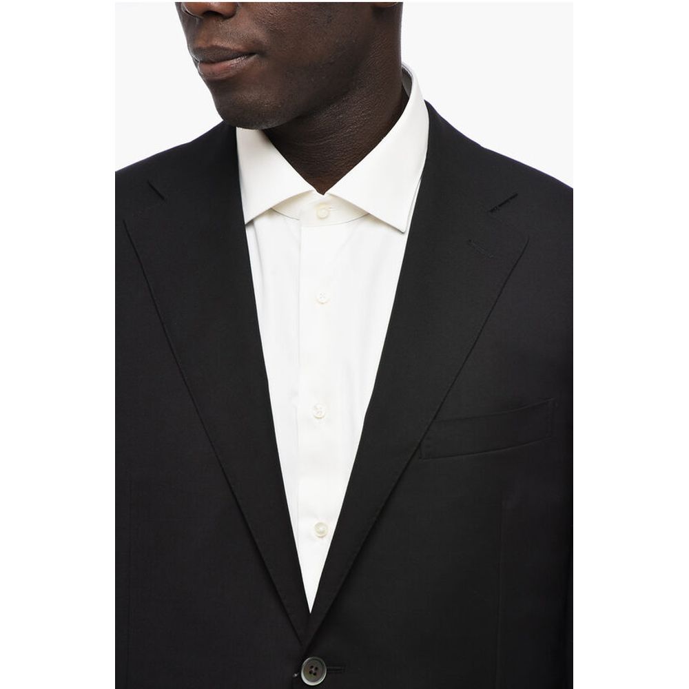 Corneliani Lined Single Breasted LEADER Wool Blazer With Flap Pockets - Image 3