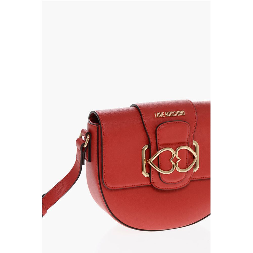 Moschino LOVE Faux Leather Crossbody Bag with Double Metal Heart - Image 3