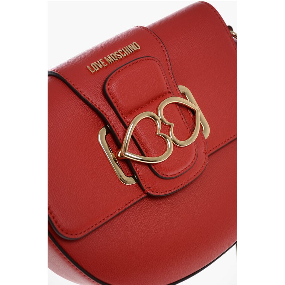 Moschino LOVE Faux Leather Crossbody Bag with Double Metal Heart - Image 4