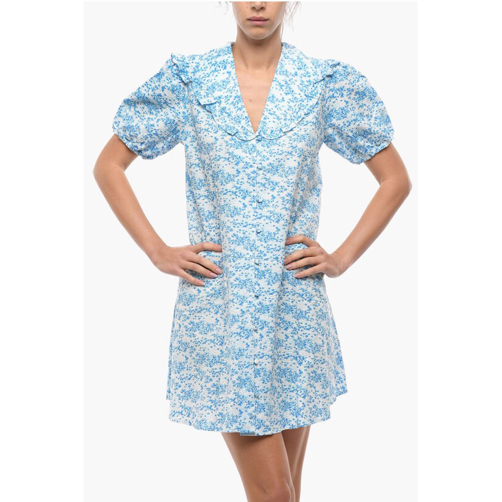 Samsoe Samsoe Floral-Motif JYTTA Minidress With Decorative Ruffle Collar - Image 4