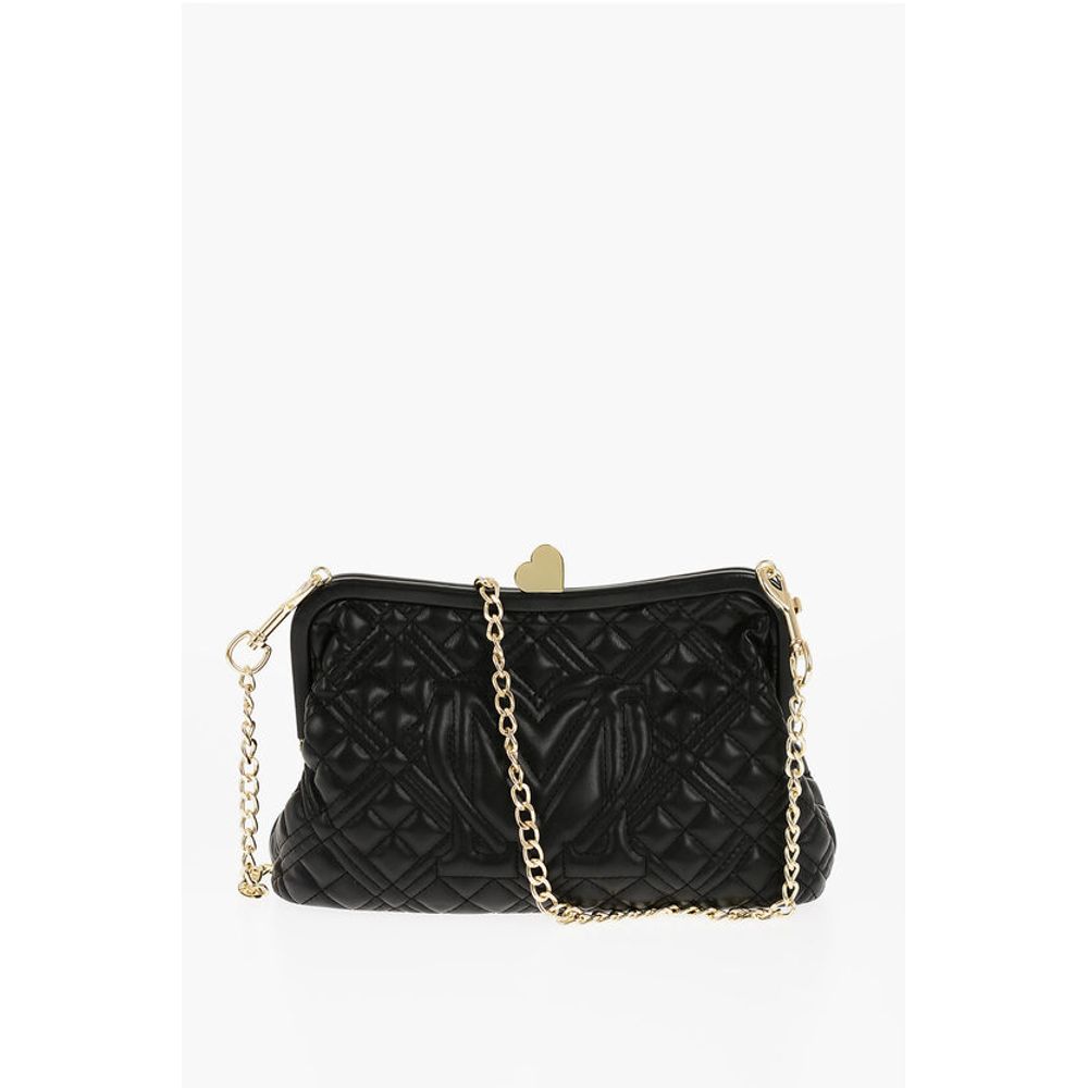 Moschino LOVE Quilted Faux Leather Bag with Golden Chain and Heart De - Image 2
