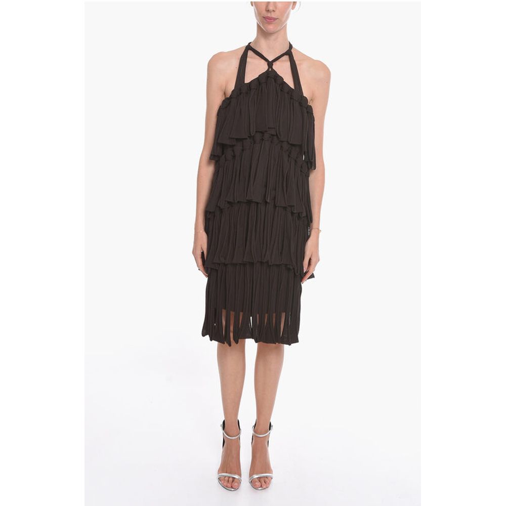 Bottega Veneta Halter Neck LOOPS Silk Blend Dress