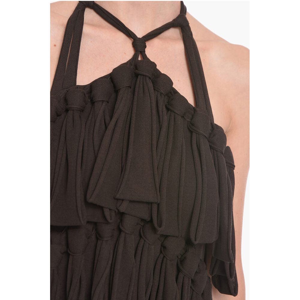 Bottega Veneta Halter Neck LOOPS Silk Blend Dress - Image 3
