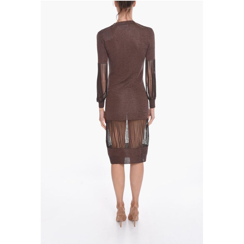 Bottega Veneta Metallic Viscose-knit Midi Dress with Chain Details - Image 2