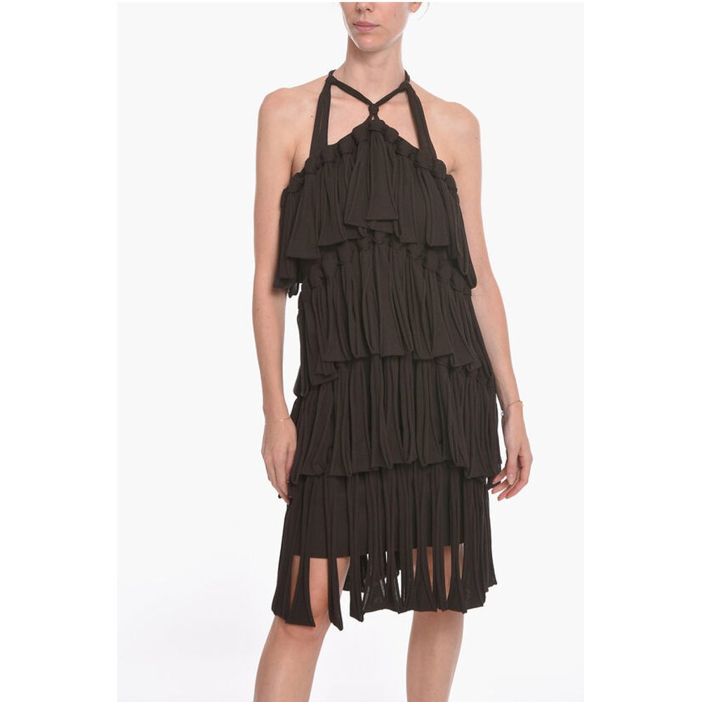 Bottega Veneta Halter Neck LOOPS Silk Blend Dress - Image 4