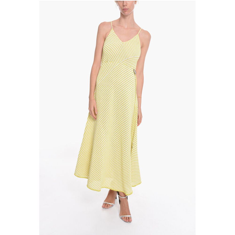 Bottega Veneta Striped Cotton Blend Maxidress with Drawstring