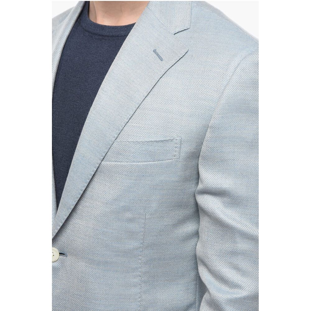 Corneliani Cashmere-blend Half-lined LEADER SOFT Blazer with Hopsack Pa - Image 3