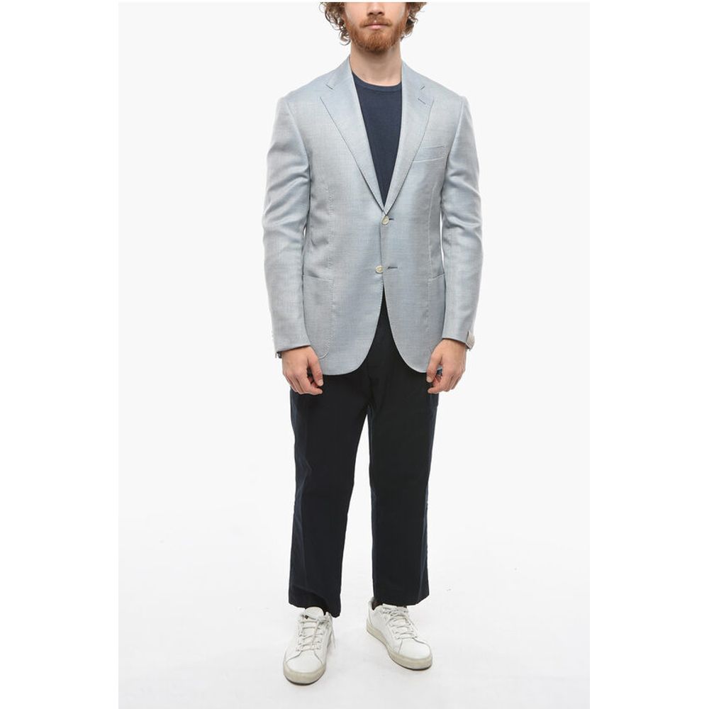 Corneliani Cashmere-blend Half-lined LEADER SOFT Blazer with Hopsack Pa - Image 4
