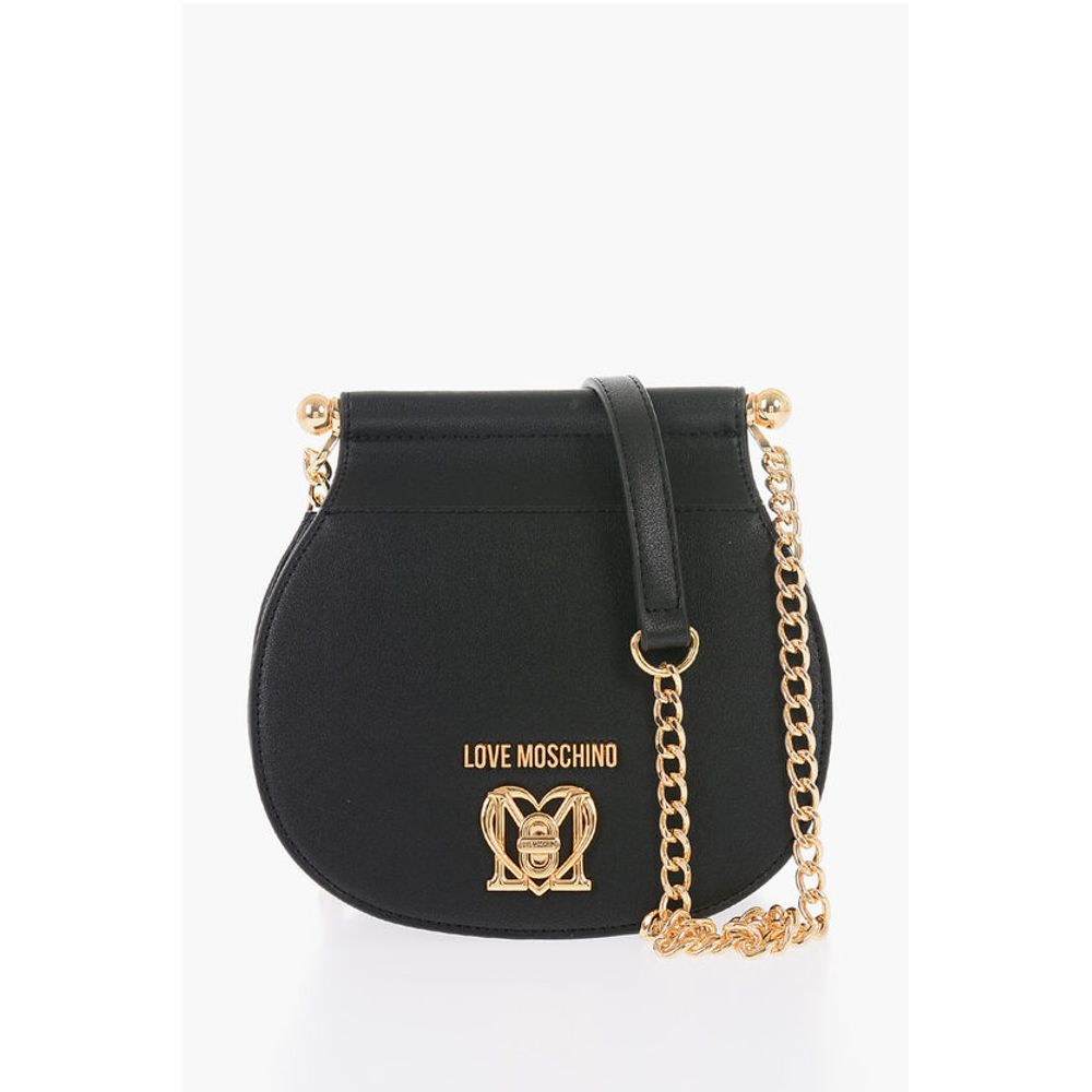 Moschino LOVE Faux Leather Crossbody Bag with Turn Lock Closure