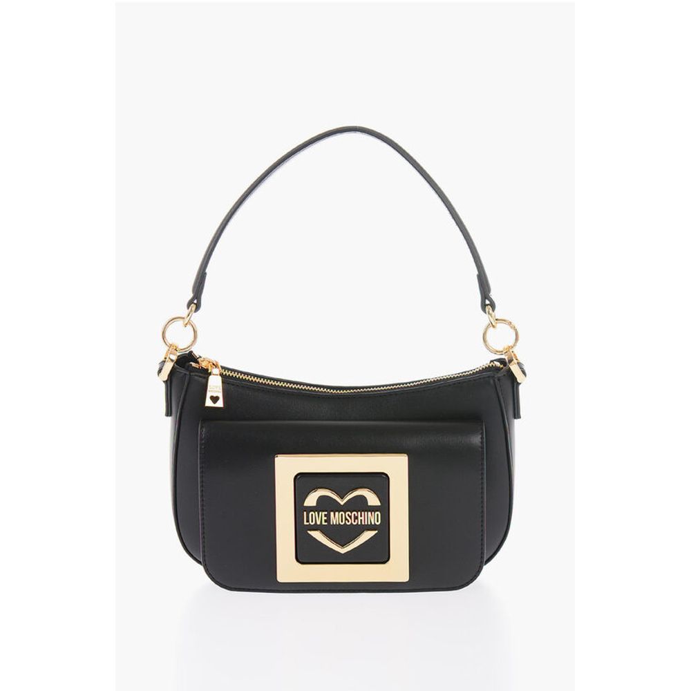 Moschino LOVE Faux Leather Bag with Removable Shoulder Strap and Meta