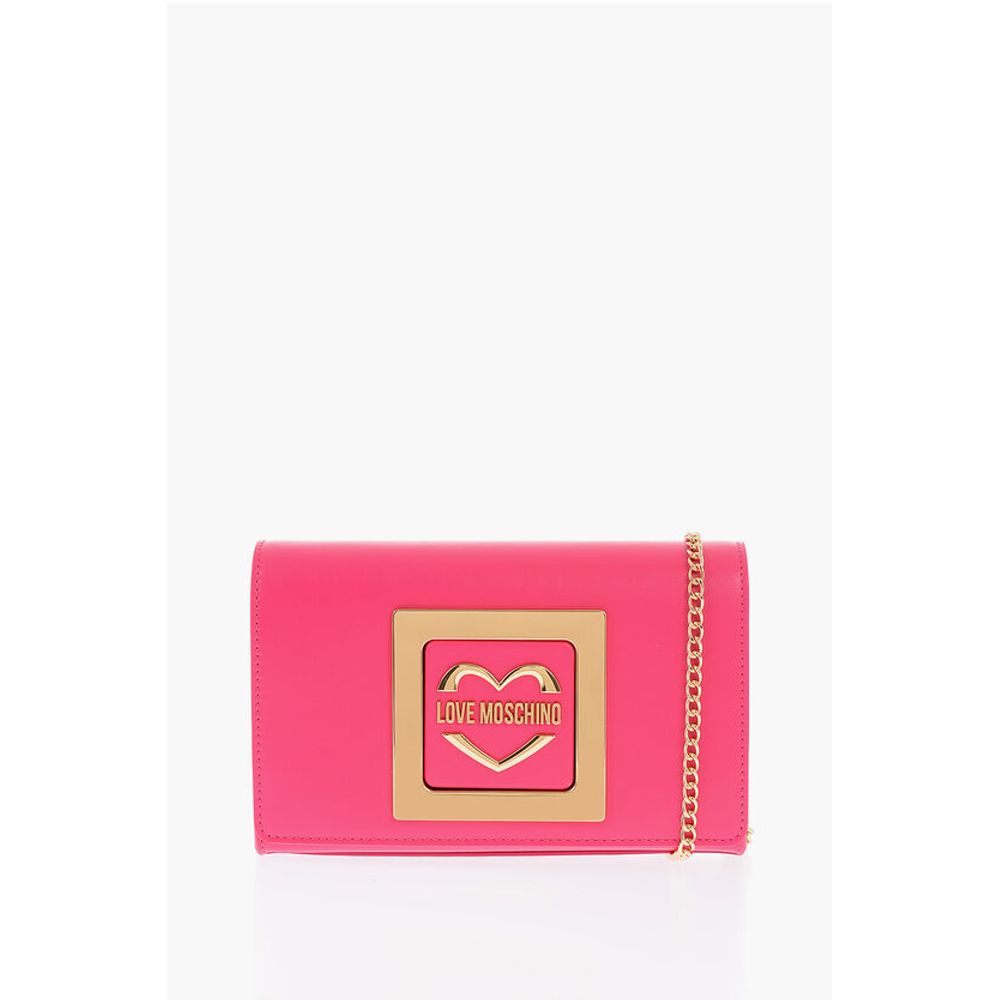 Moschino LOVE Faux Leather Crossbody Bag with Metal Golden Logo
