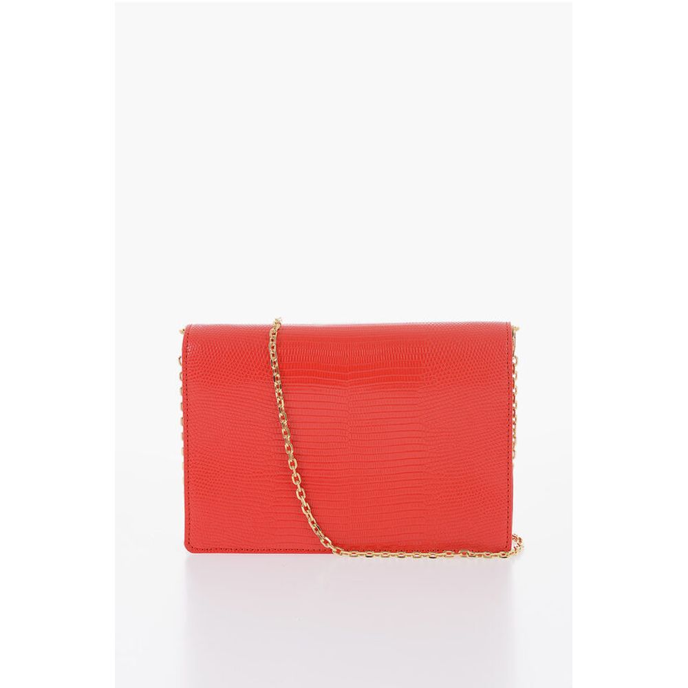 Moschino LOVE Croco-effect Faux Leather LIZARD Bag with Golden Chain