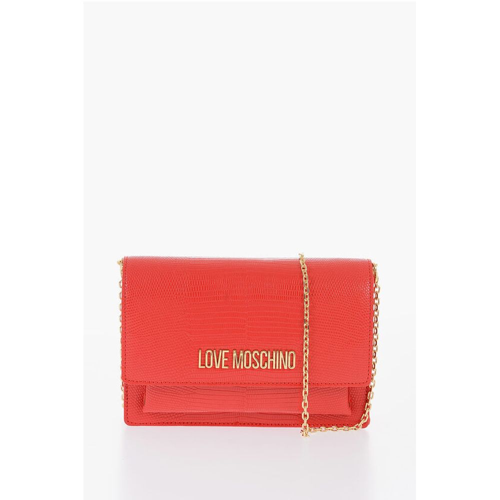 Moschino LOVE Croco-effect Faux Leather LIZARD Bag with Golden Chain - Image 2