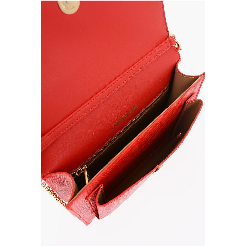 Moschino LOVE Croco-effect Faux Leather LIZARD Bag with Golden Chain - Image 4