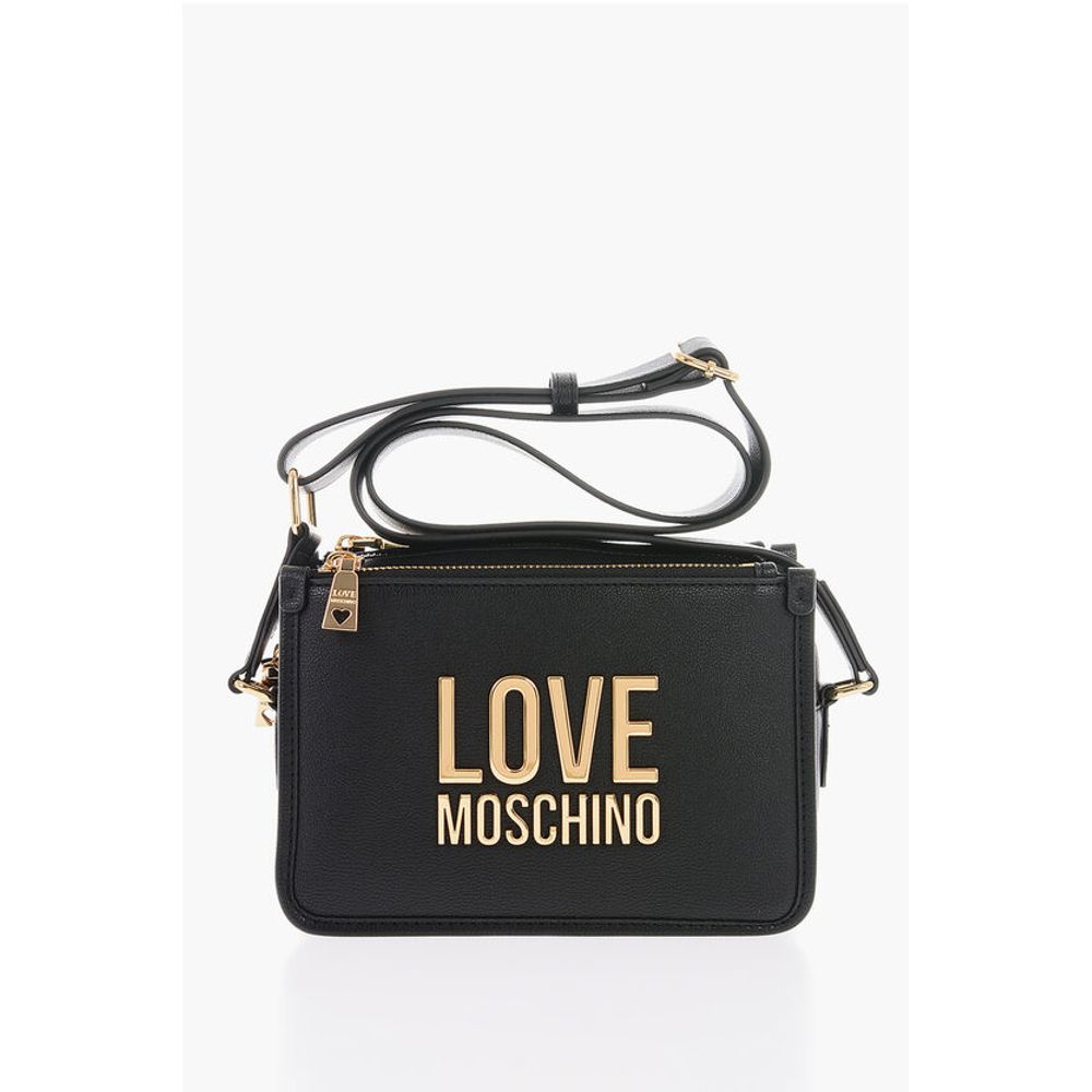 Moschino LOVE Faux Leather Crossbody Bag with Golden Logo