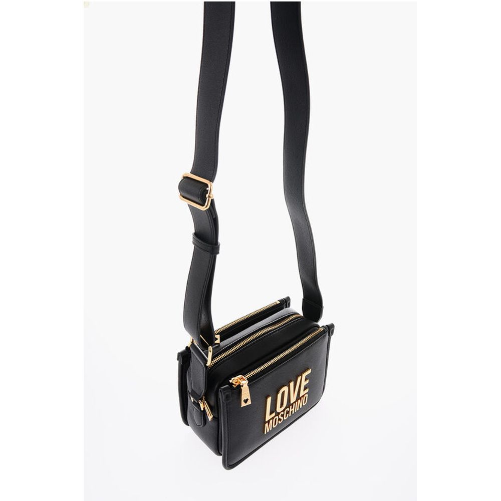 Moschino LOVE Faux Leather Crossbody Bag with Golden Logo - Image 4