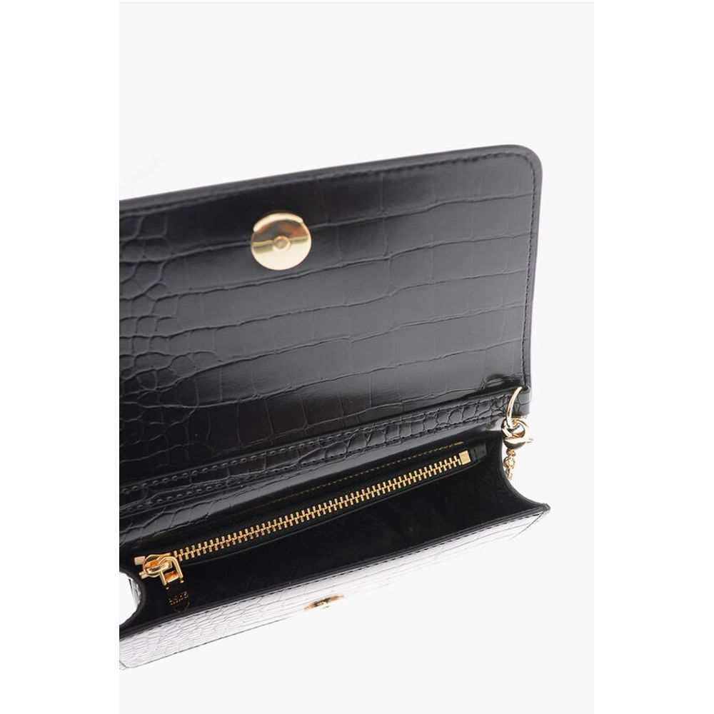 Moschino LOVE Faux Leather Crocodile Effect Bag with Embellished Gold - Image 3