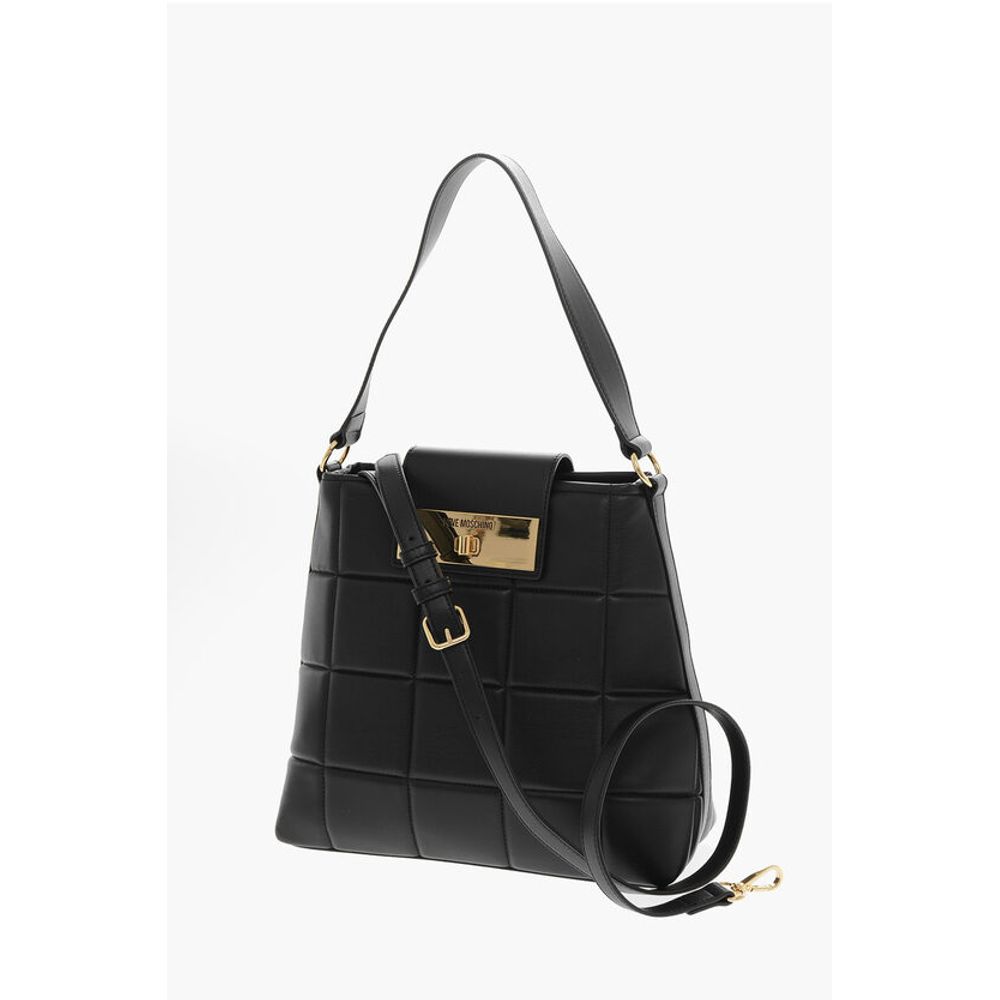 Moschino LOVE Quilted Faux Leather Shoulder Bag with Turn Lock Closur - Image 3