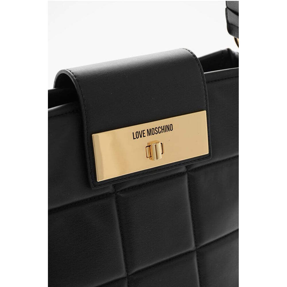 Moschino LOVE Quilted Faux Leather Shoulder Bag with Turn Lock Closur - Image 4