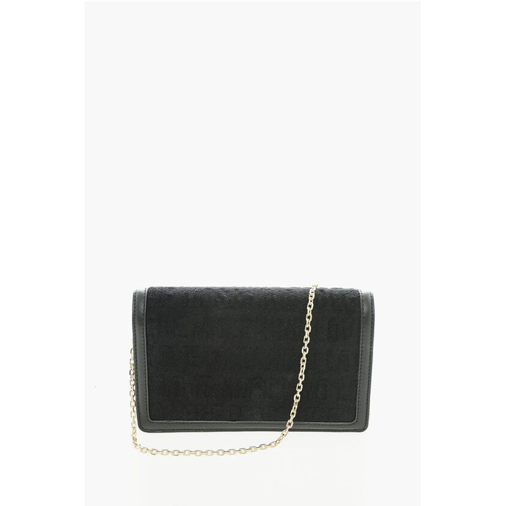 Moschino LOVE All Over Logo Terry Bag with Chain Shoulder Strap