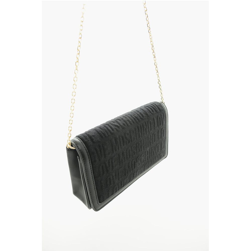 Moschino LOVE All Over Logo Terry Bag with Chain Shoulder Strap - Image 3