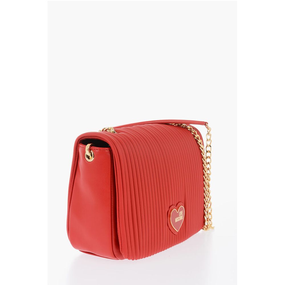Moschino LOVE Pleated Faux Leather Bag with Chain Shoulder Strap - Image 2