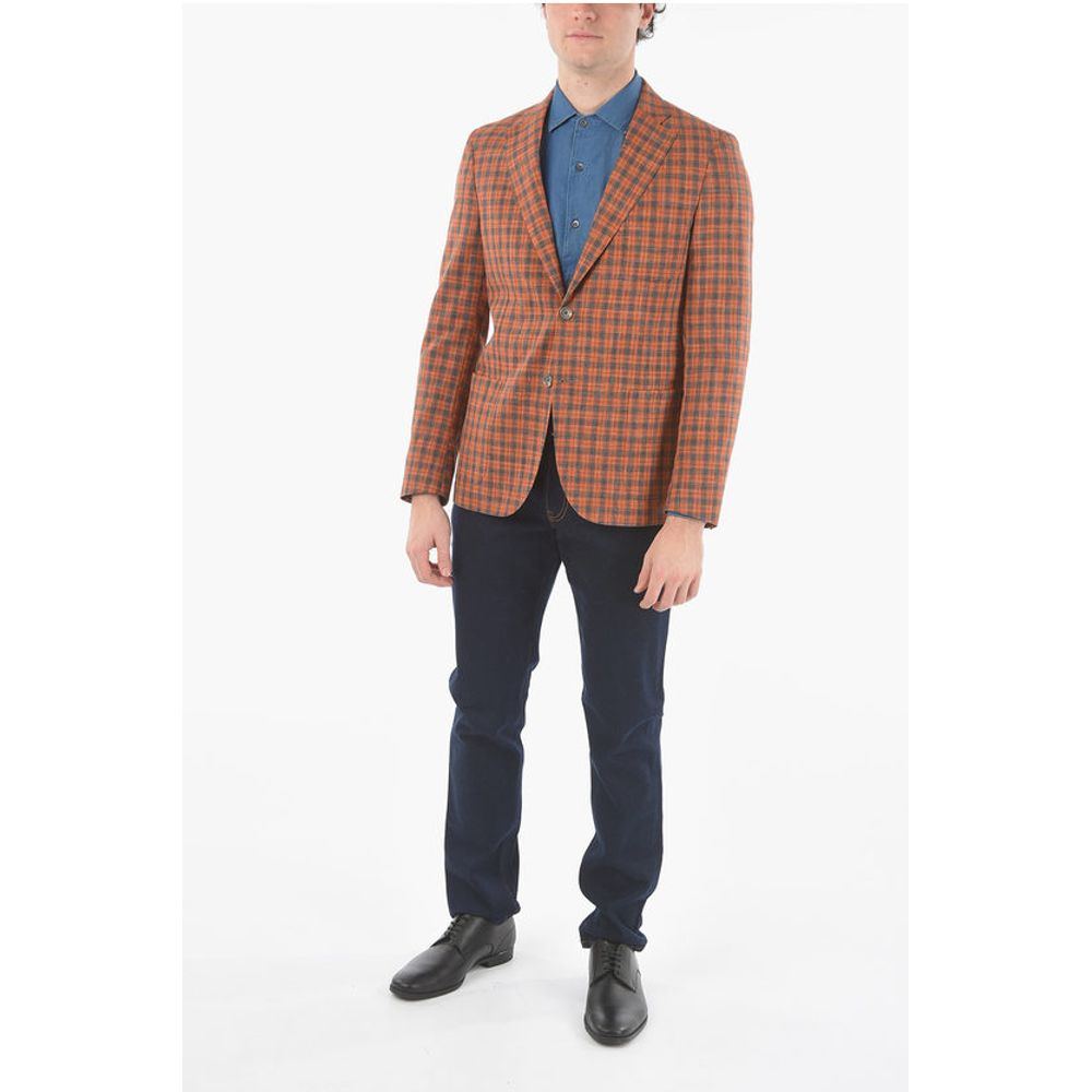 Corneliani CC COLLECTION Half-lined Plaid Check Blazer with Patch Pocke - Image 4