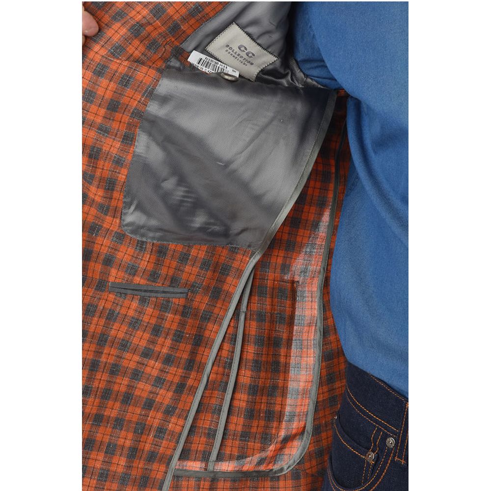 Corneliani CC COLLECTION Half-lined Plaid Check Blazer with Patch Pocke - Image 5