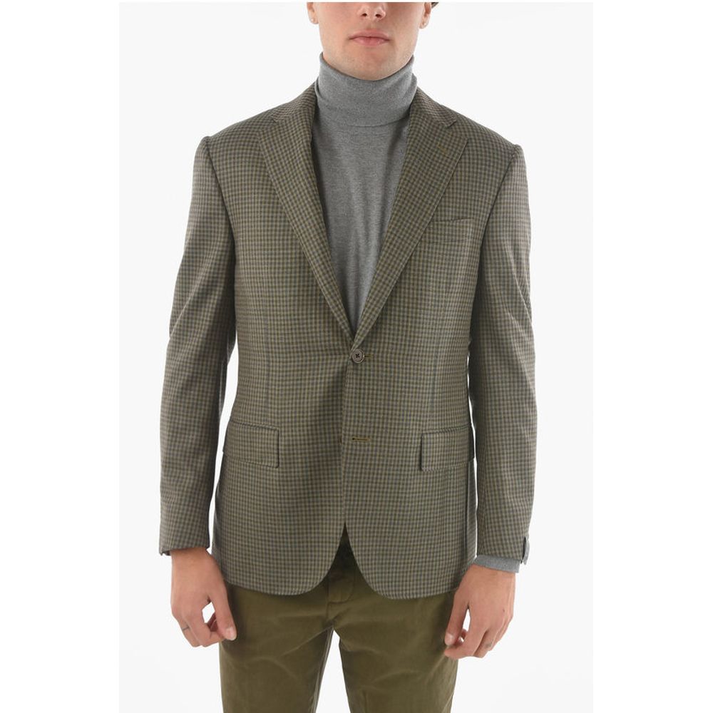 Corneliani Mini Checkered LEADER SOFT 2-Button Blazer with Notch Lapel