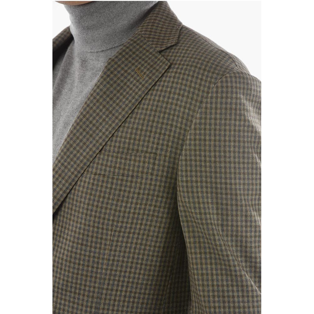 Corneliani Mini Checkered LEADER SOFT 2-Button Blazer with Notch Lapel - Image 3