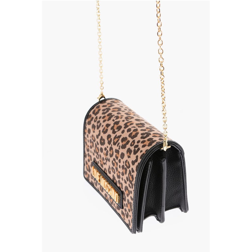 Moschino LOVE Animal Effect Faux Leather POLY Mini Saddle Bag - Image 3
