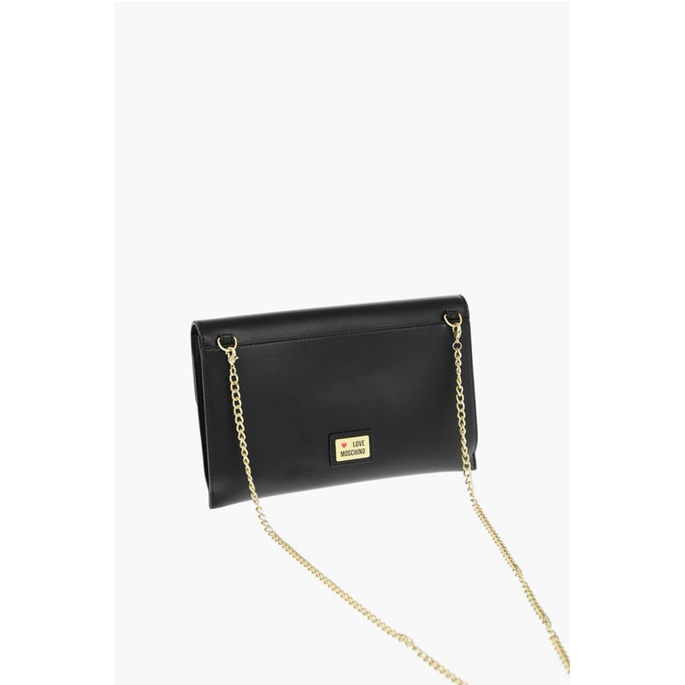 Moschino LOVE Removable Chain Shoulder Strap Faux Leather Clutch - Image 2