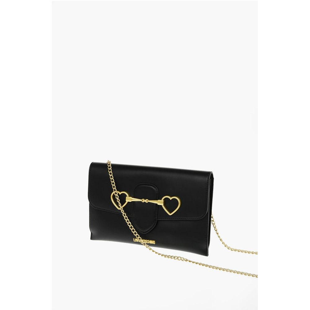 Moschino LOVE Removable Chain Shoulder Strap Faux Leather Clutch - Image 3