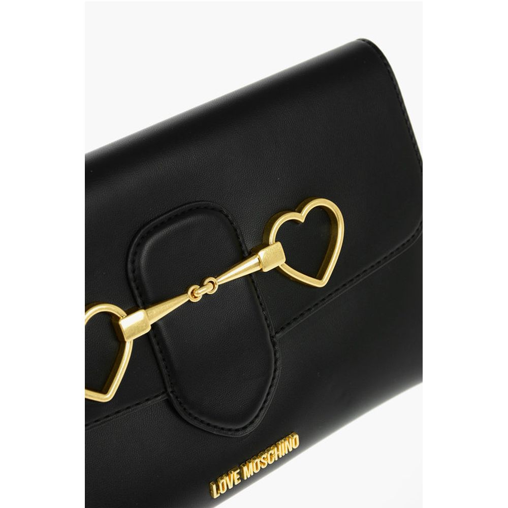 Moschino LOVE Removable Chain Shoulder Strap Faux Leather Clutch - Image 4