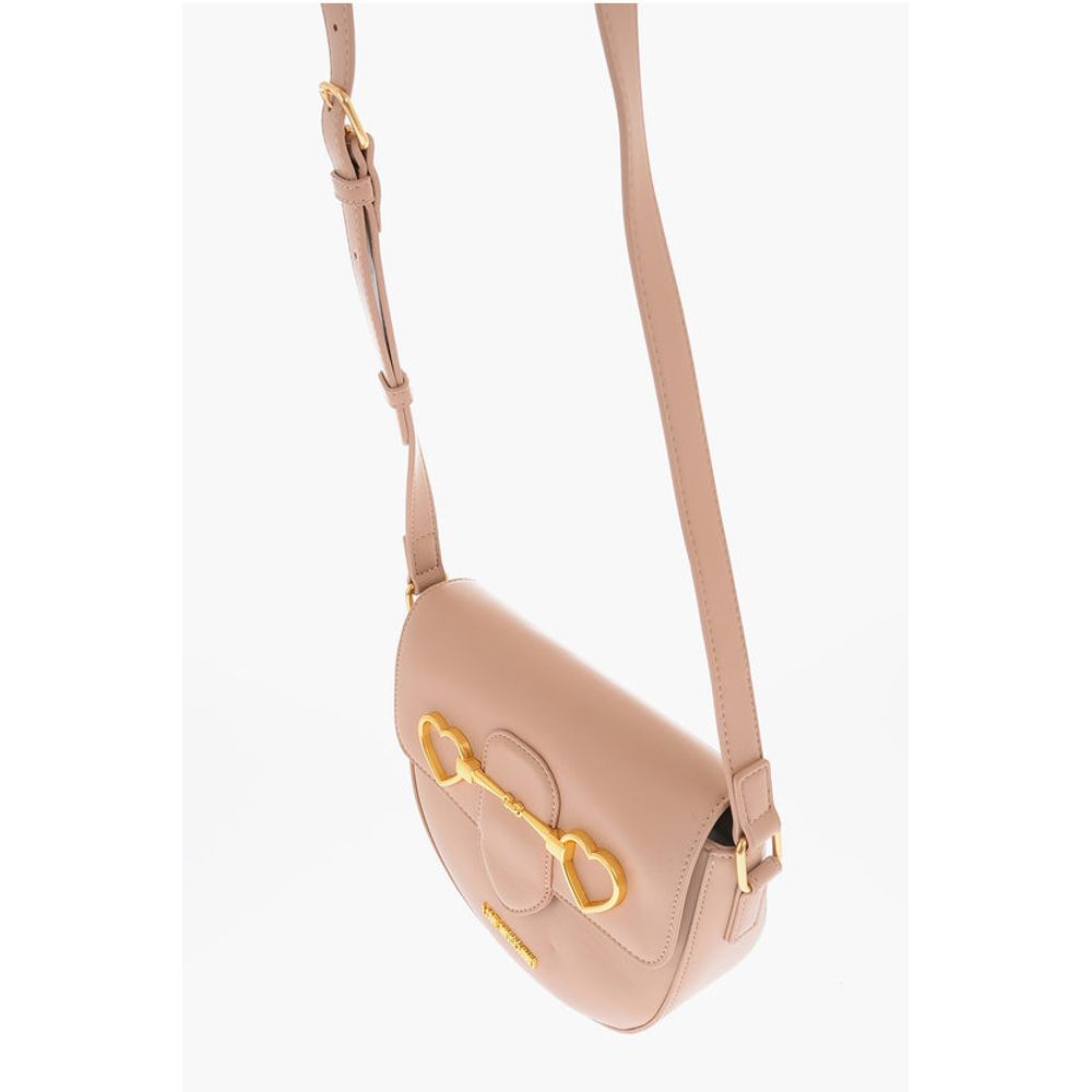 Moschino LOVE Faux Leather Shoulder Bag with Golden Heart Clamp - Image 3