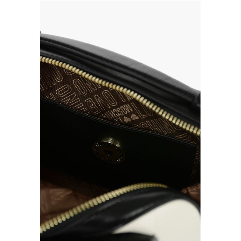 Moschino LOVE Golden Logo Two-Tone Faux Leather Crossbody Bag - Image 5