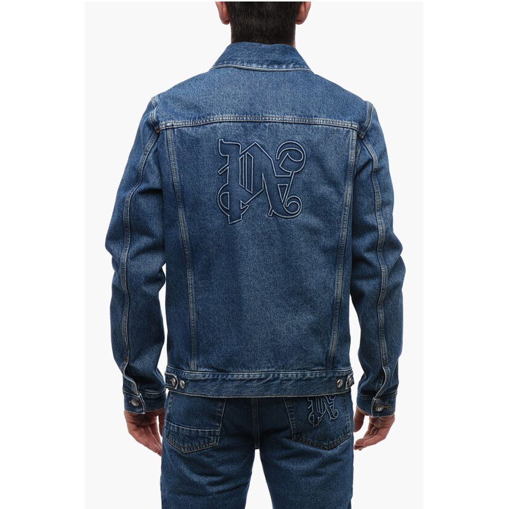 Palm Angels Dark Washed Denim Jacket with Embossed Monogram - Image 2