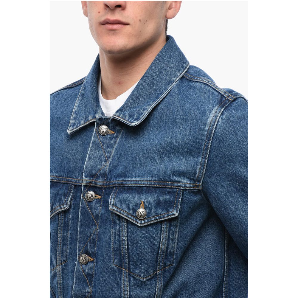 Palm Angels Dark Washed Denim Jacket with Embossed Monogram - Image 3