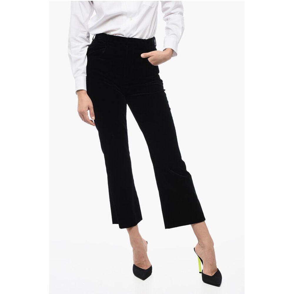Saint Laurent Velour Straight Fit High-Waisted Pants