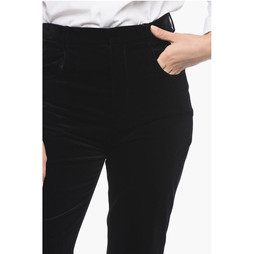 Saint Laurent Velour Straight Fit High-Waisted Pants - Image 3