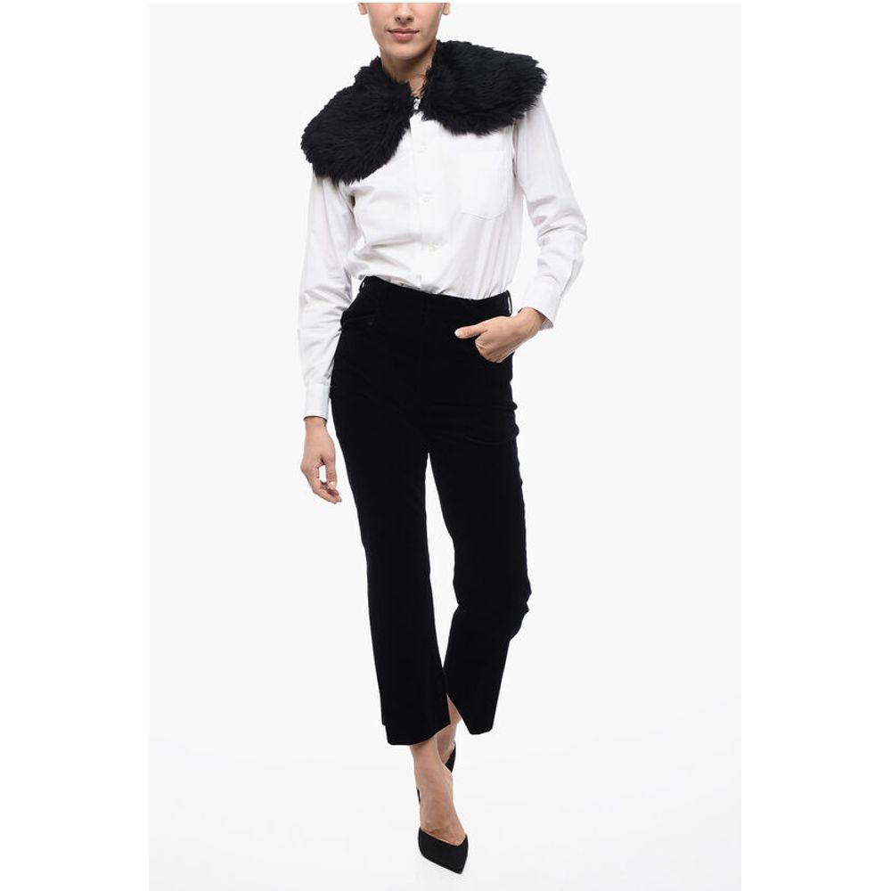 Saint Laurent Velour Straight Fit High-Waisted Pants - Image 4