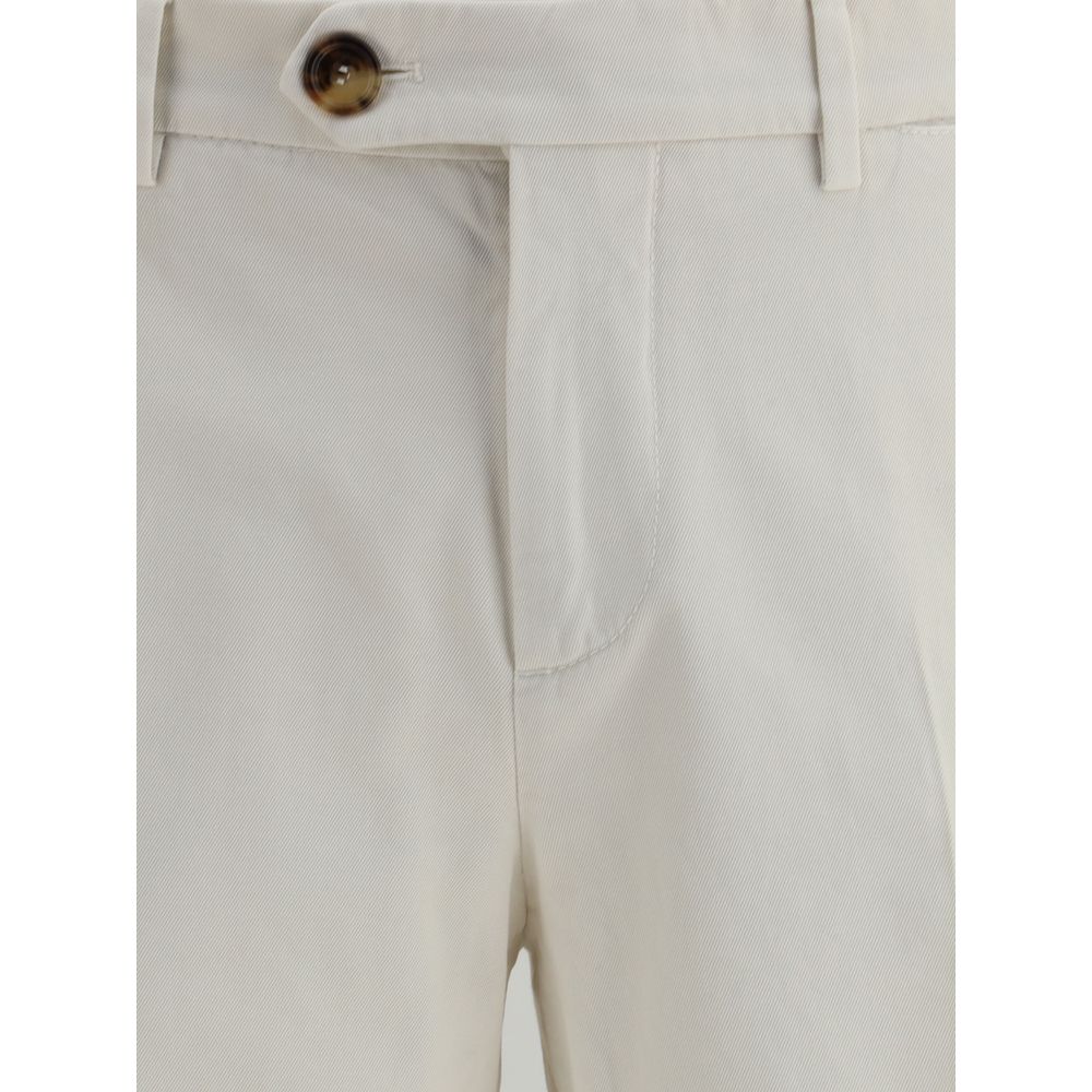 Brunello Cucinelli White Cotton Casual Pants - Image 3