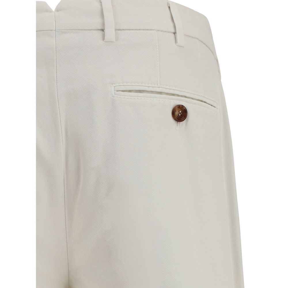 Brunello Cucinelli White Cotton Casual Pants - Image 4