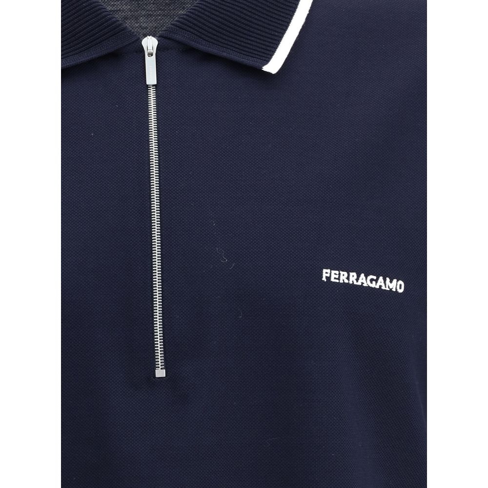 Ferragamo Blue Cotton Polo Shirt - Image 3