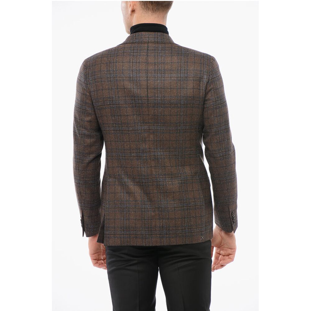 Corneliani Checkered Motif Wool Blend Single Breasted Blazer With Jette - Image 2
