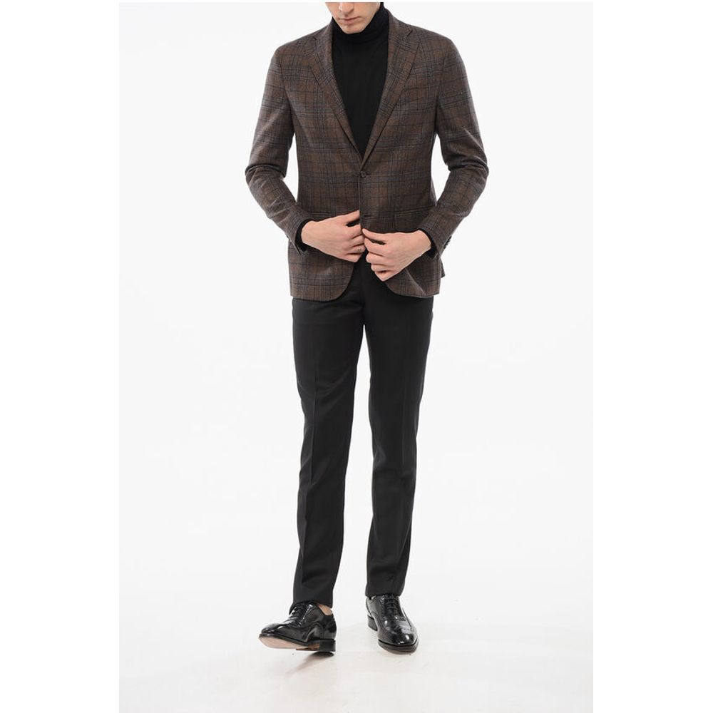 Corneliani Checkered Motif Wool Blend Single Breasted Blazer With Jette - Image 4