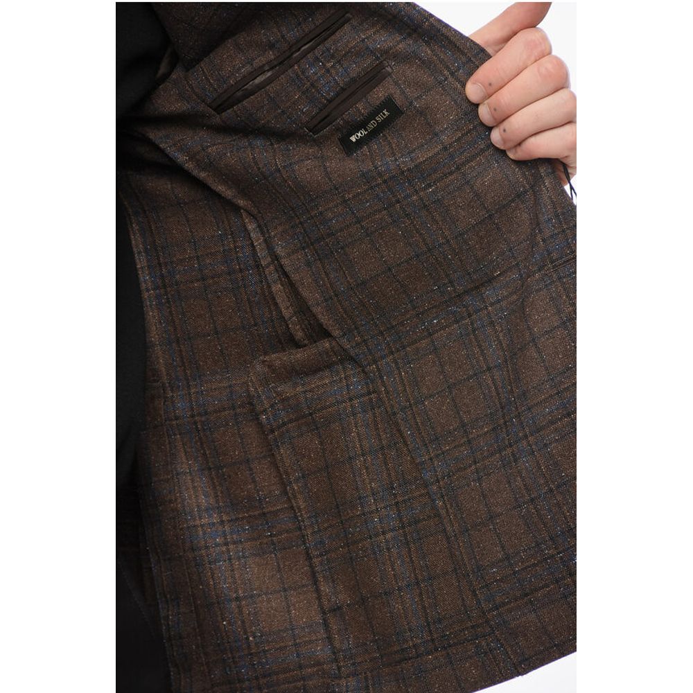 Corneliani Checkered Motif Wool Blend Single Breasted Blazer With Jette - Image 5