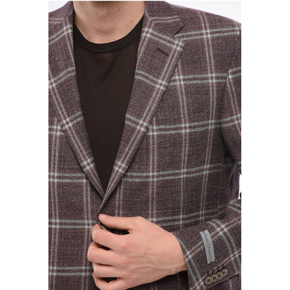 Nino Danieli Checkered Motif Wool Single Breasted Blazer - Image 3